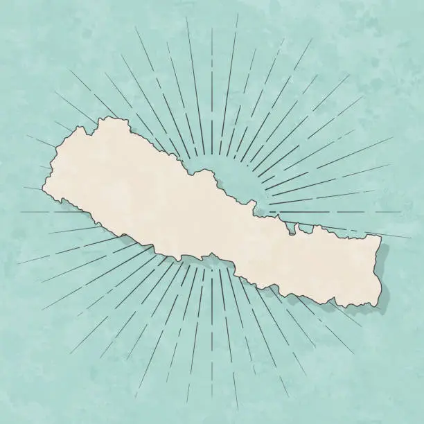 Vector illustration of Nepal map in retro vintage style - Old textured paper