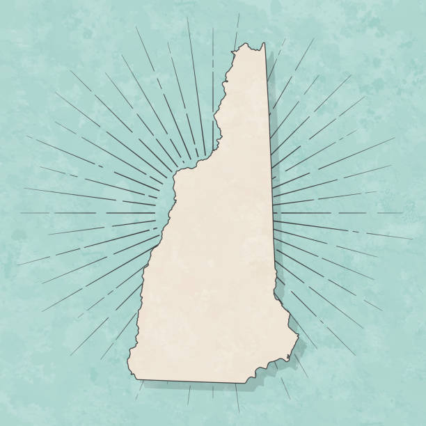 뉴 햄프셔 지도 레트로 빈티지 스타일-오래 된 질감 종이 - beige sunbeam dirty design stock illustrations