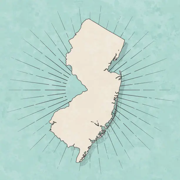Vector illustration of New Jersey map in retro vintage style - Old textured paper