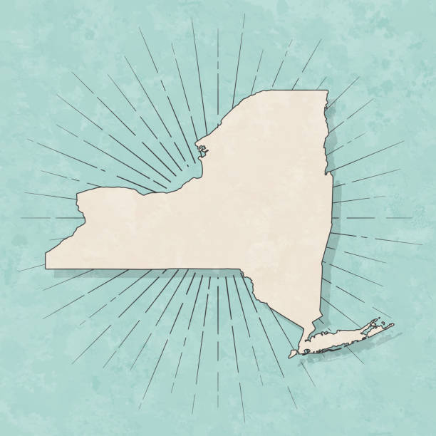 레트로 빈티지 스타일의 뉴욕 지도-오래 된 질감 종이 - beige sunbeam dirty design stock illustrations