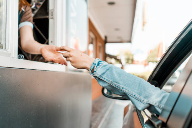 istock Credit card payment at drive through 1141081215