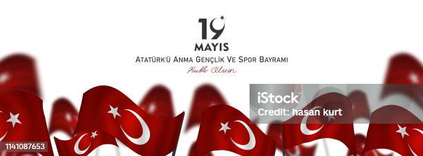 19 May Commemoration Of Atatürk Youth And Sports Day Vector Illustration Stock Illustration - Download Image Now