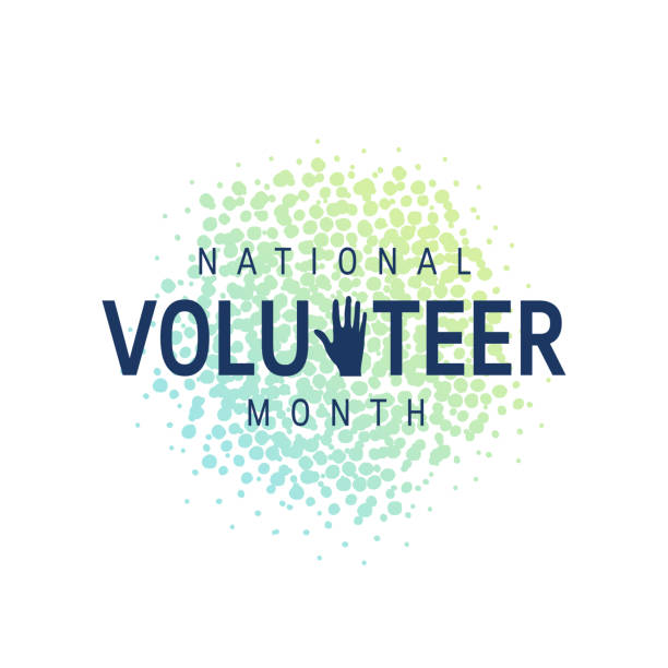 ilustraciones, imágenes clip art, dibujos animados e iconos de stock de concepto de mes nacional de voluntariado en estilo plano - mes