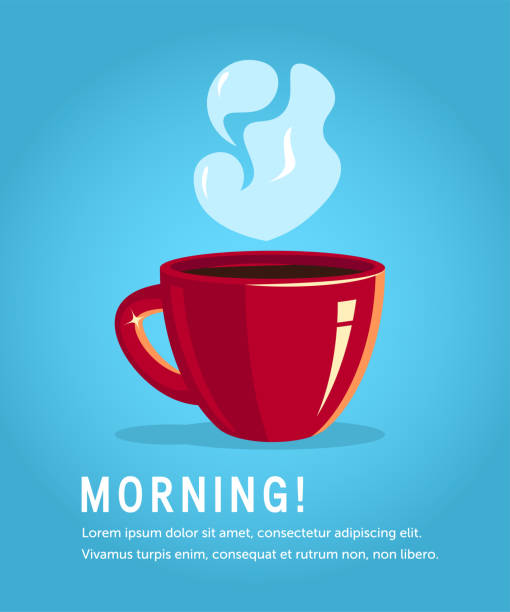 ilustraciones, imágenes clip art, dibujos animados e iconos de stock de taza roja de café o té negro, vector - steam coffee cup black coffee non alcoholic beverage