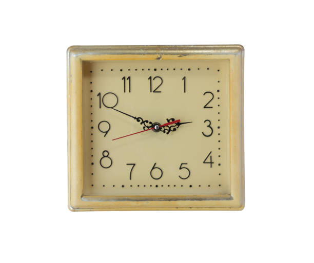 istock square retro clock with numbers isolated on white background 1141094867