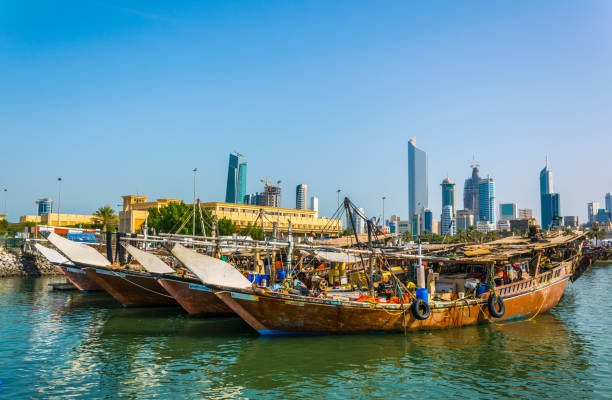 View of a dhow port in Kuwait.