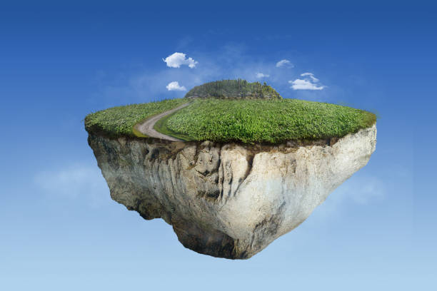 istock Fantasy floating island with natural mountain landscape 1141109833