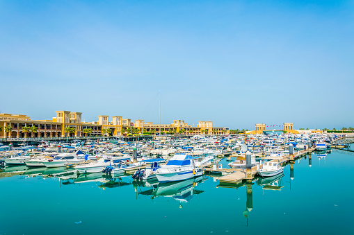 View of the sharq marina in front of the Sharq souq in Kuwait.