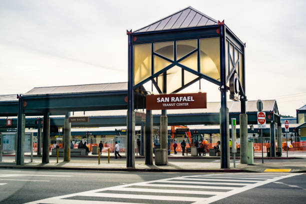 San Rafael transit center in north San Francisco bay area, Marin county March 31, 2019 San Rafael / CA / USA - San Rafael transit center in north San Francisco bay area, Marin county san rafael california stock pictures, royalty-free photos & images