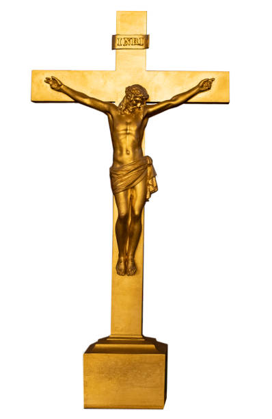 istock Jesus Christ made in gold , closeup and on white background 1141117121