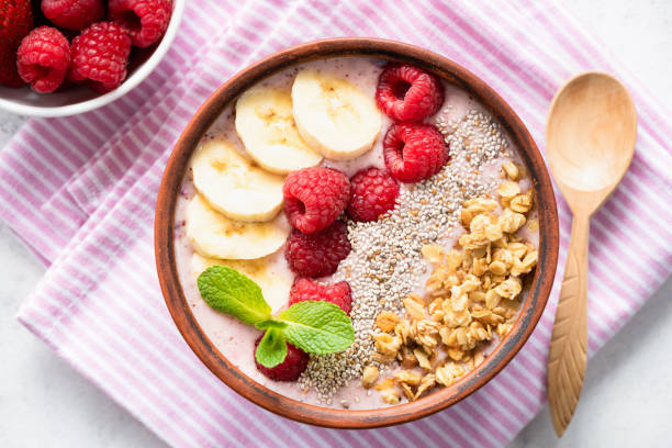istock Pink Smoothie Bowl With Fruits, Granola 1141120592