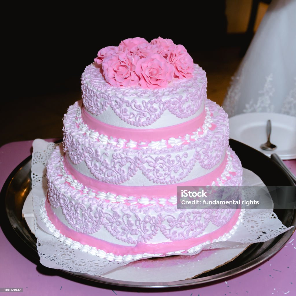 Pink Wedding Cake Stock Photo - Download Image Now - Arrangement ...