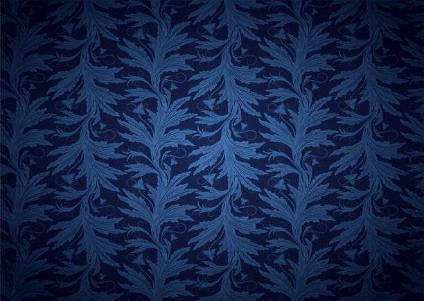 ilustrações de stock, clip art, desenhos animados e ícones de vintage gothic, royal background in dark blue, sapphirine, ultramarine with classic floral baroque pattern - wallpaper pattern old fashioned black renaissance