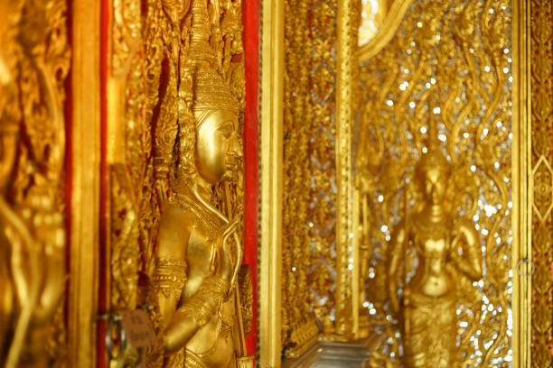istock Ancient Thai craft art in the famous temple Wat thasung. 1141135081