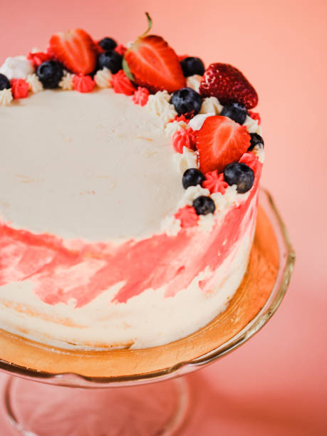 istock Strawberry cake, home made layered cake dessert. 1141135116