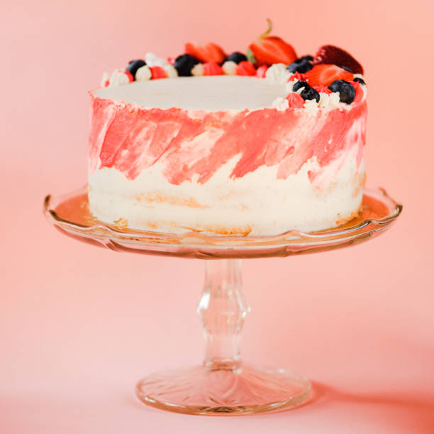 istock Strawberry cake, home made layered cake dessert. 1141135119