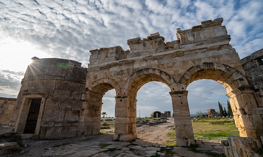 Ancient ruins  in Hierapolis , Pamukkale