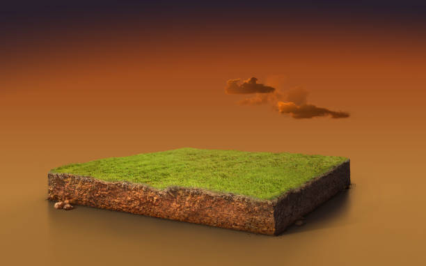 istock 3D Illustration ground ecology isolated on orange sunset 1141144195