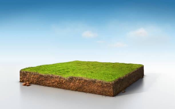 istock 3D Illustration ground ecology isolated on blue sky 1141144197