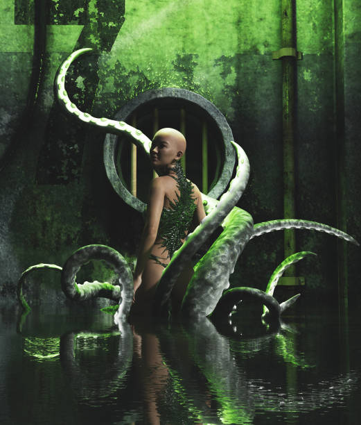 istock Woman with a monster creature 1141144853