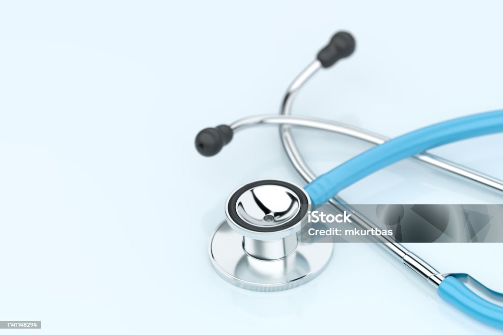 Stéthoscope sur fond bleu soins de santé - Photo de Docteur libre de droits