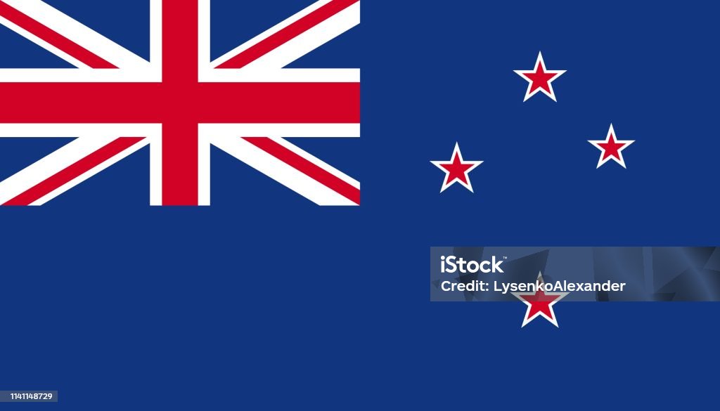 Nieuw-Zeelandse vlag icoon in platte stijl. Nationale teken vector illustratie. Politiek business concept. - Royalty-free Nieuw-Zeeland vectorkunst