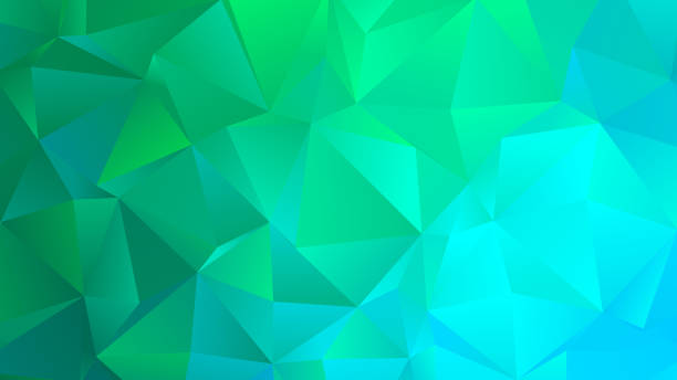 illustrations, cliparts, dessins animés et icônes de design de toile de fond turquoise lumineux tendance low poly - vert émeraude