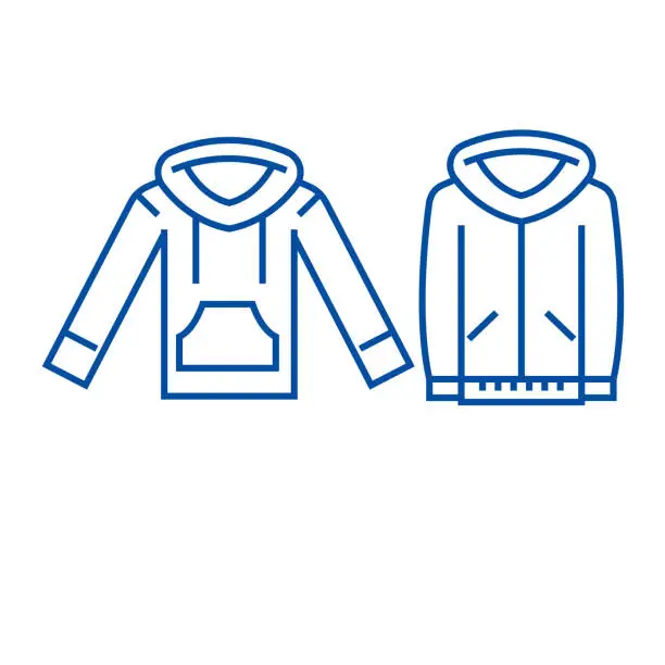 Vector illustration of Sweatshirt hoodie line icon concept. Sweatshirt hoodie flat  vector symbol, sign, outline illustration.