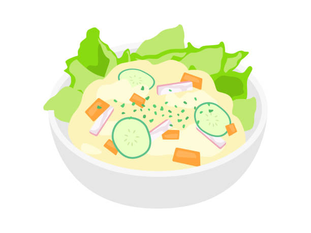 sałatka - salad prepared potato potato salad food stock illustrations