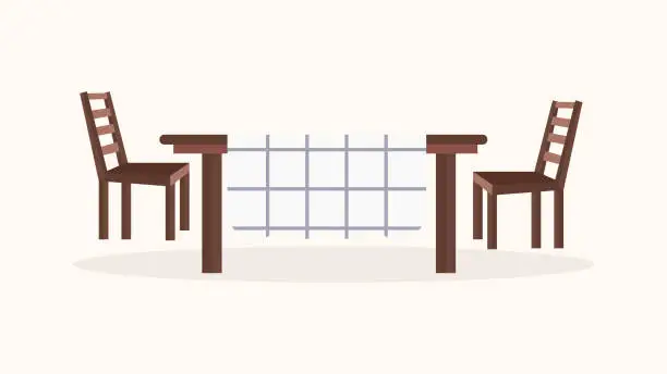 Vector illustration of Dining table and chairs Icon