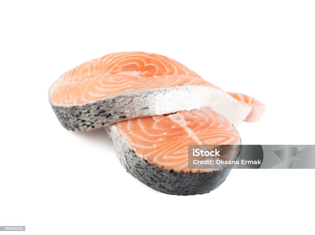 Raw Pink Salmon Steak Red Fish Chum Or Trout Fillet Cut Out Stock Photo -  Download Image Now - iStock