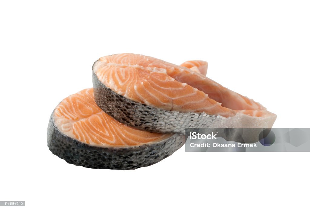 Raw Pink Salmon Steak Red Fish Chum Or Trout Fillet Cut Out Stock Photo -  Download Image Now - iStock