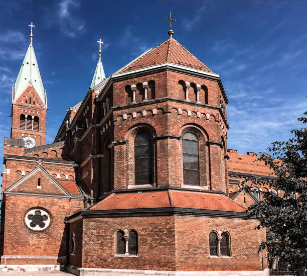 istock old brick church against blue sky 1141156109