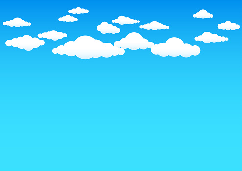 Cartoon cloud.. Group of clouds on blue sky background. Nature backdrop