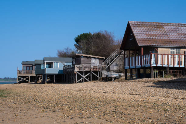 istock Row of large wooden beachside homes 1141159974