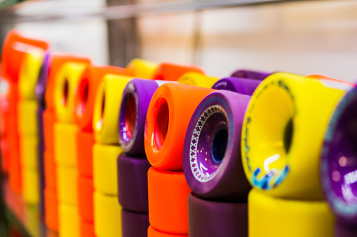 A Close up of a skateboard wheel