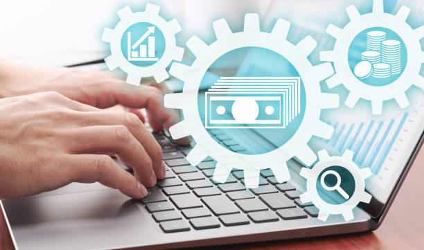 istock Asset management concept. Businessman using laptop for analyzing financial data. 1141169521