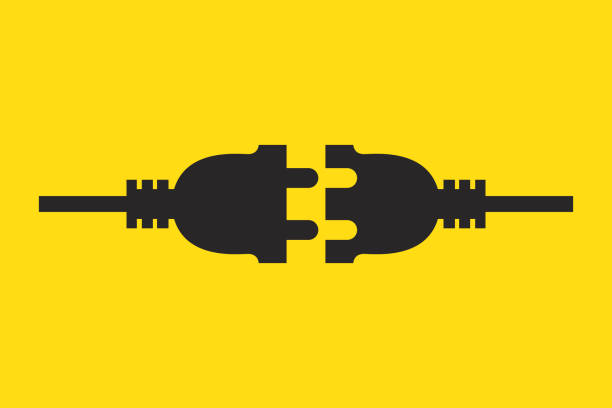 Wire plug icon. Vector illustration. Wire plug in flat design. Wire plug icon. Vector illustration. Wire plug in flat design. Concept of connection and disconnection of the electricity. network connection plug illustrations stock illustrations