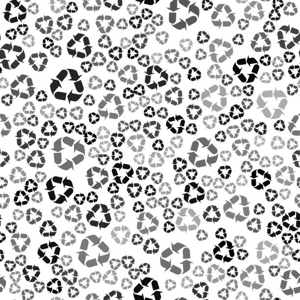 The sign of the three arrows, means recycling. Seamless Wallpaper pattern. vector art illustration