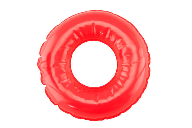 roter lebensring isoliert auf weiß. - buoy safety rescue rubber stock-fotos und bilder