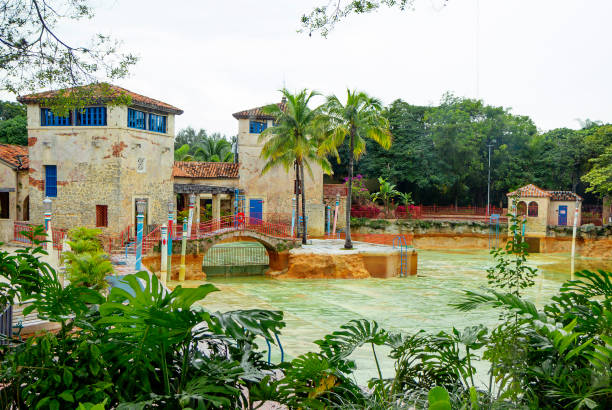 Coral Gables, Florida, USA - December 30, 2013: Venetian pool in coral Gables. The Venetian pool is one of the main attractions of coral Gables, a suburb of Miami. It is a historic public swimming pool, decorated in the style of Mediterranean Renaissance architecture.