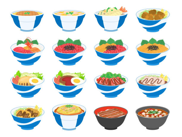 ilustrações de stock, clip art, desenhos animados e ícones de bowl of rice - roast beef illustrations