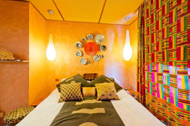 istock Bedroom decorated in warm bright colors 1141180778