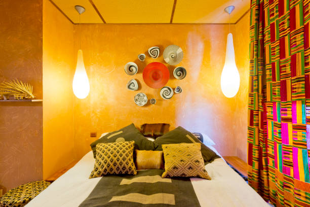 istock Bedroom decorated in warm bright colors 1141180898