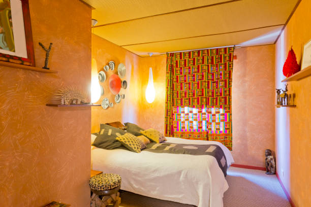 istock Bedroom decorated in warm bright colors 1141180919