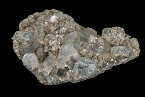 istock Macro stone aquamarine mineral on a black background 1141181944
