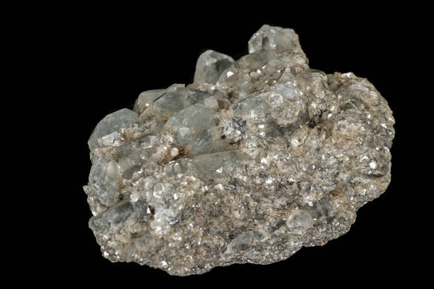 istock Macro stone aquamarine mineral on a black background 1141181951