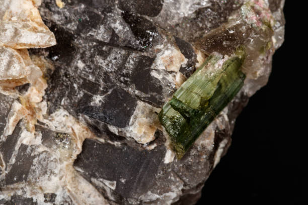 istock Macro stone tourmaline mineral on a black background 1141181980