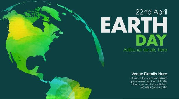 Water colour texture map on Earth day poster