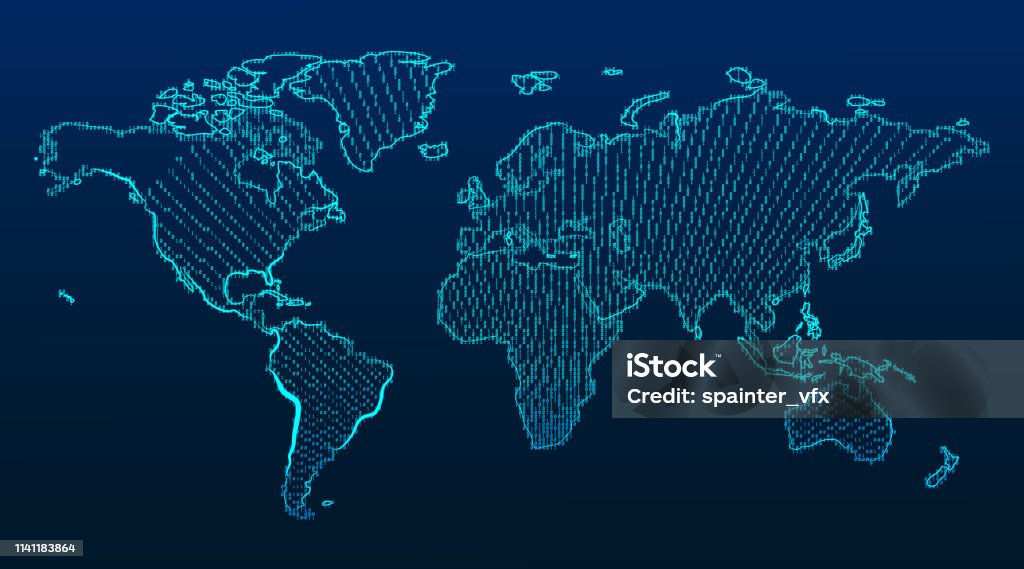 Binary Code Maps Stock Illustration - Download Image Now - Technology ...